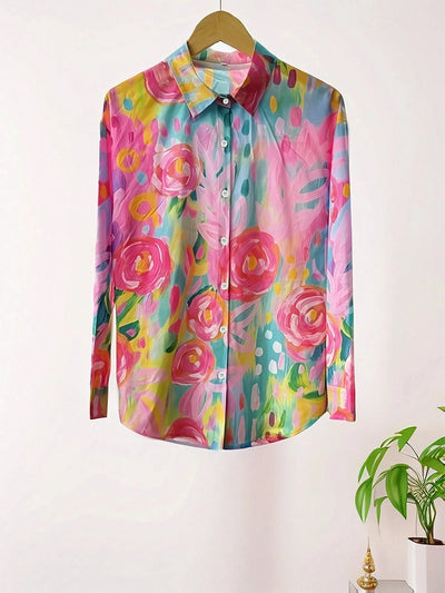 Michelle - Farverig Bluse med Kunstnerisk Print