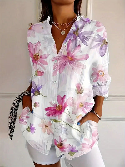Michelle - Farverig Bluse med Kunstnerisk Print