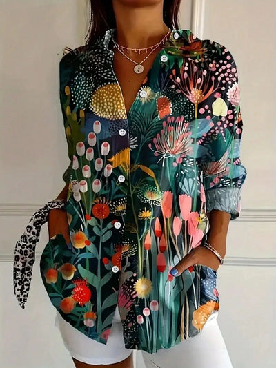 Michelle - Farverig Bluse med Kunstnerisk Print