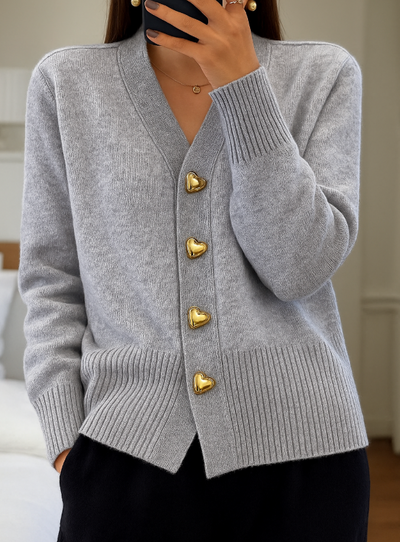 Karla - Blød Cardigan med Hjerteknapper