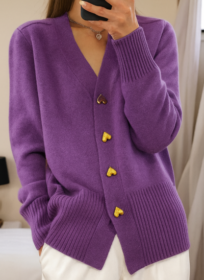 Karla - Blød Cardigan med Hjerteknapper